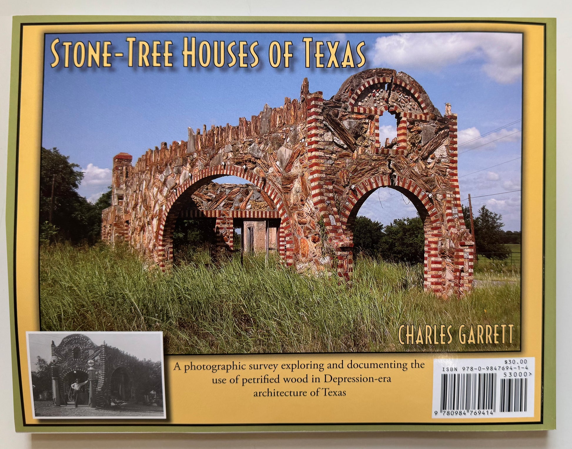 Book Back Cover "Stone-Tree Houses of Texas" Charles Garrett