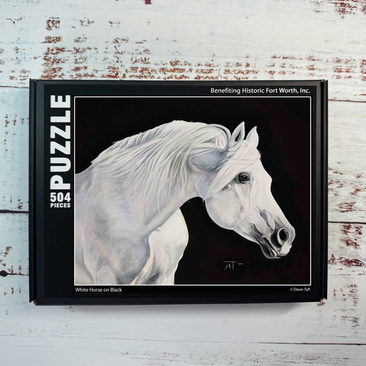 White Horse on Black Jigsaw Puzzle